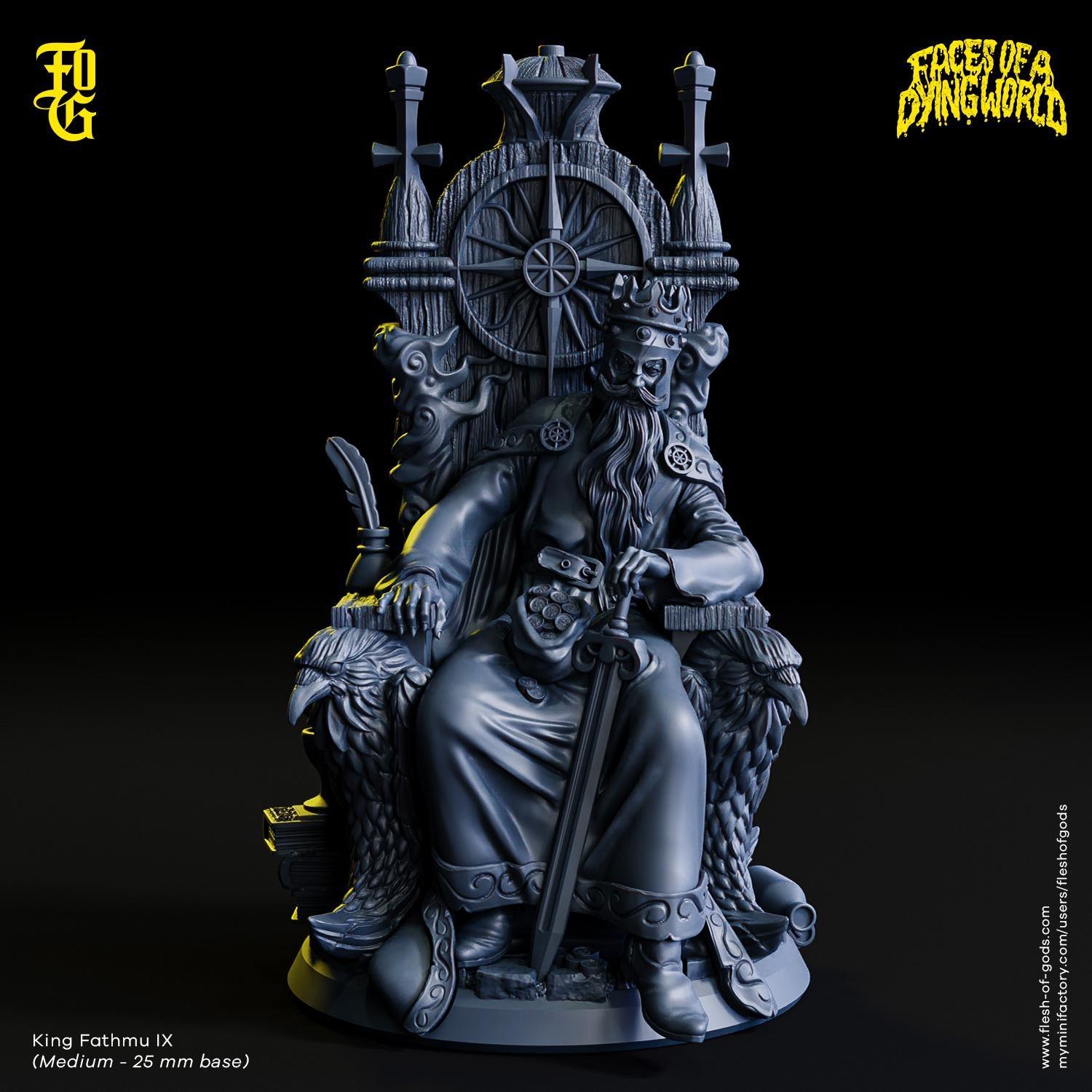 MÖRK BORG Human King Miniature on Throne Royal Figurine NPC for Mork Borg | 32mm Scale 25mm Base | Dungeons and Dragons DnD 5e Figure Prince - Plague Miniatures