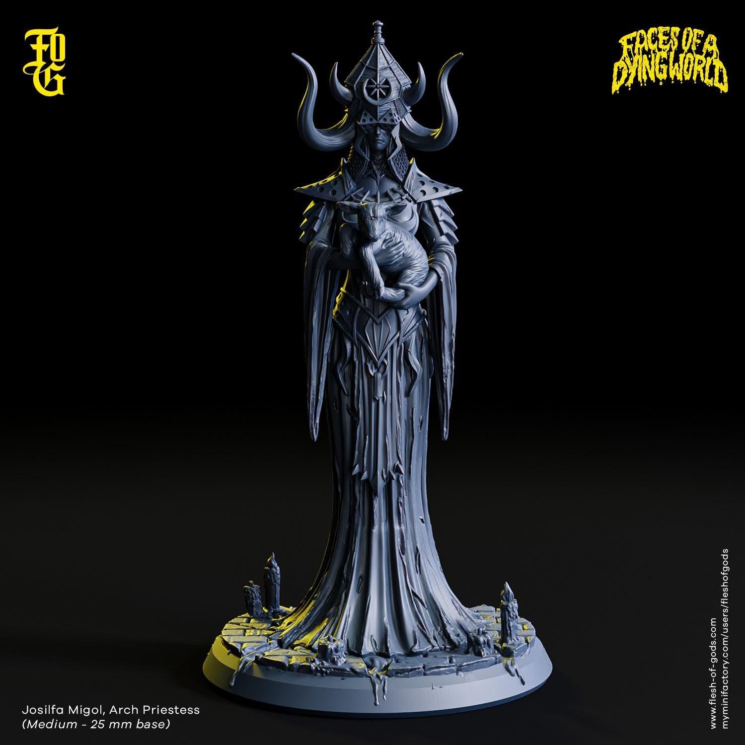 MÖRK BORG Arch Priestess Miniature Priest Figurine NPC for Mork Borg Healer Cleric | 32mm Scale 25mm Base | Dungeons and Dragons DnD 5e - Plague Miniatures