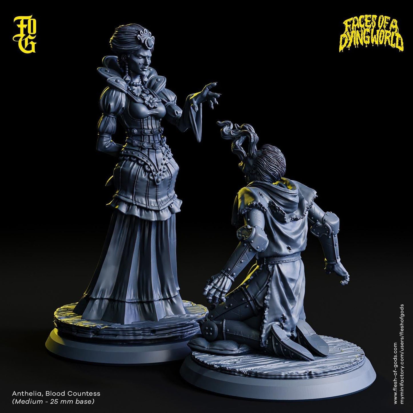 MÖRK BORG Blood Countess Miniature Priest Figurine NPC for Mork Borg Female Human Succubus | 32mm Scale 25mm Base | Dungeons and Dragons DnD - Plague Miniatures