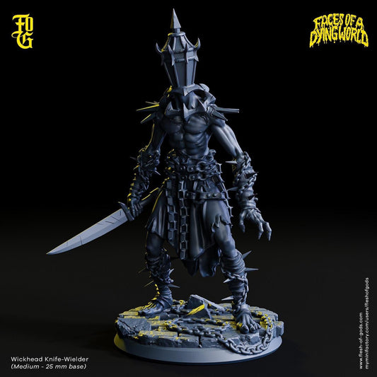 MÖRK BORG Knife Wielding Wickhead Monster Miniature NPC Outcast Follower for Mork Borg | 32mm Scale 25mm Base | Dungeons and Dragons DnD 5e - Plague Miniatures