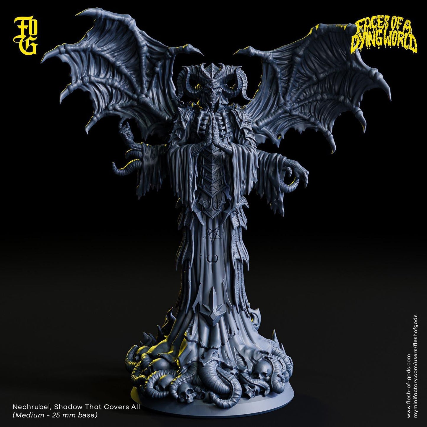 MÖRK BORG Nechrubel, The Shadow that Covers All Demon Skeleton Monster Miniature Aberration | 32mm Scale 25mm Base Dungeons and Dragons DnD - Plague Miniatures