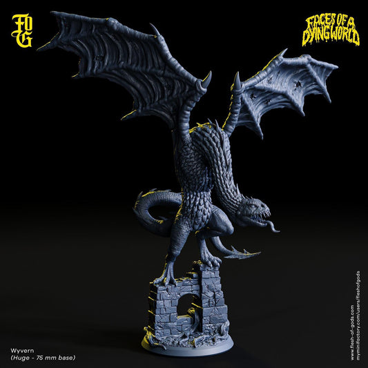 MÖRK BORG Wyvern Monster Miniature Dragon Boss for Mork Borg Figurine | 32mm Scale 75mm Base Dungeons and Dragons DnD - Plague Miniatures