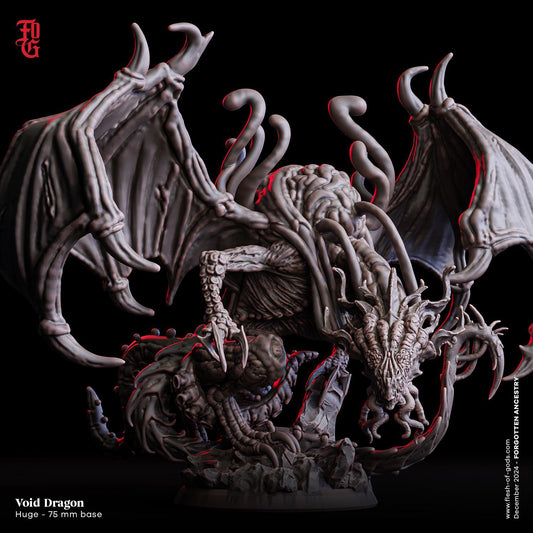 Void Dragon Miniature | Cthulhu-Inspired Dragon Monstrosity Figurine | 75mm Base