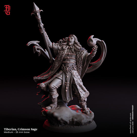 Tiberian, Crimson Sage Miniature | Vampire Undead Monster Figurine | 32mm Scale or 75mm Scale