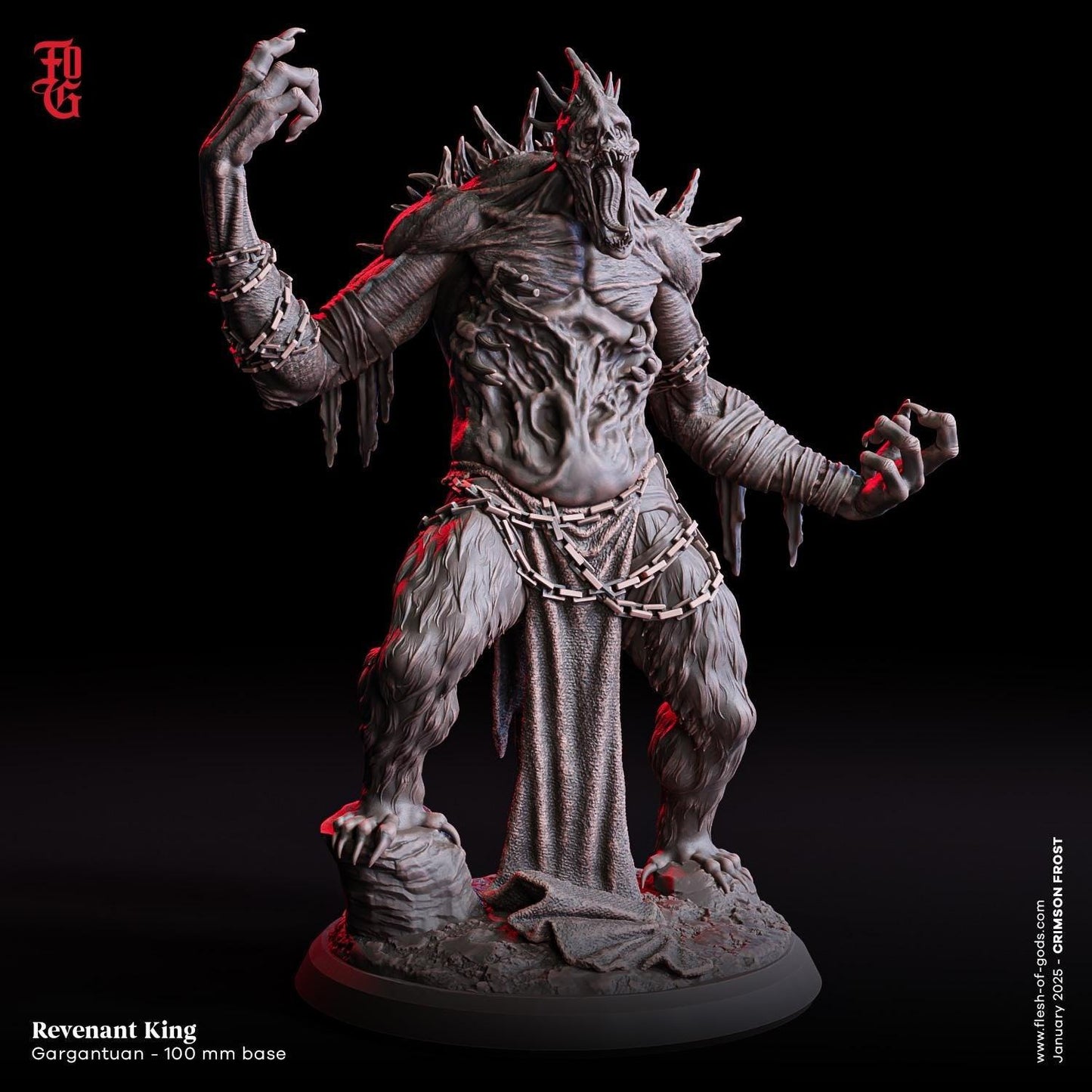 Revenant King Miniature | Gargantuan Undead Winter Monstrosity Figurine | 100mm Base