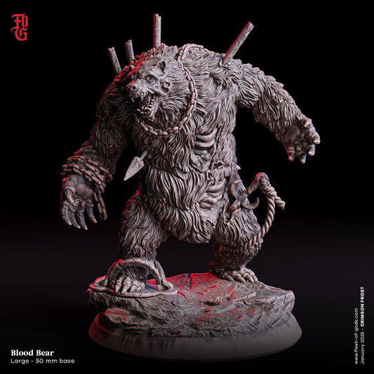 Blood Bear Miniature | Large Beast Monstrosity for DnD | 50mm Base