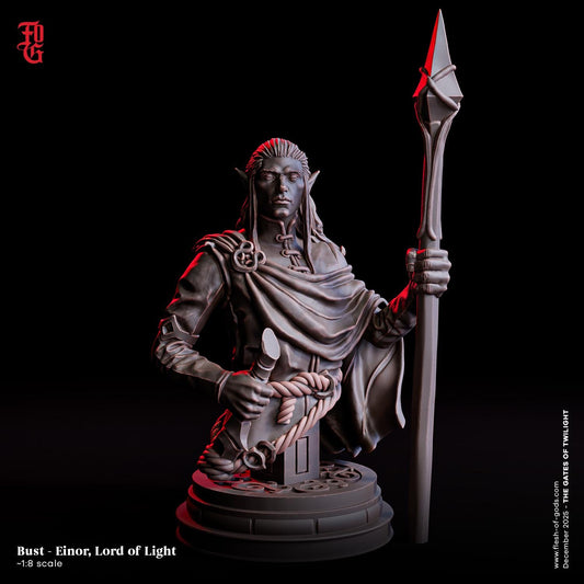 Einor, The Lord of Light Resin Bust Statue | Elf Warrior Display Figure
