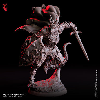 Dragonborn Dragon Slayer miniature Dragonkin miniature | 32mm Scale 75mm Scale | DnD Dragonoid Dungeons and Dragons DnD 5e class fighter