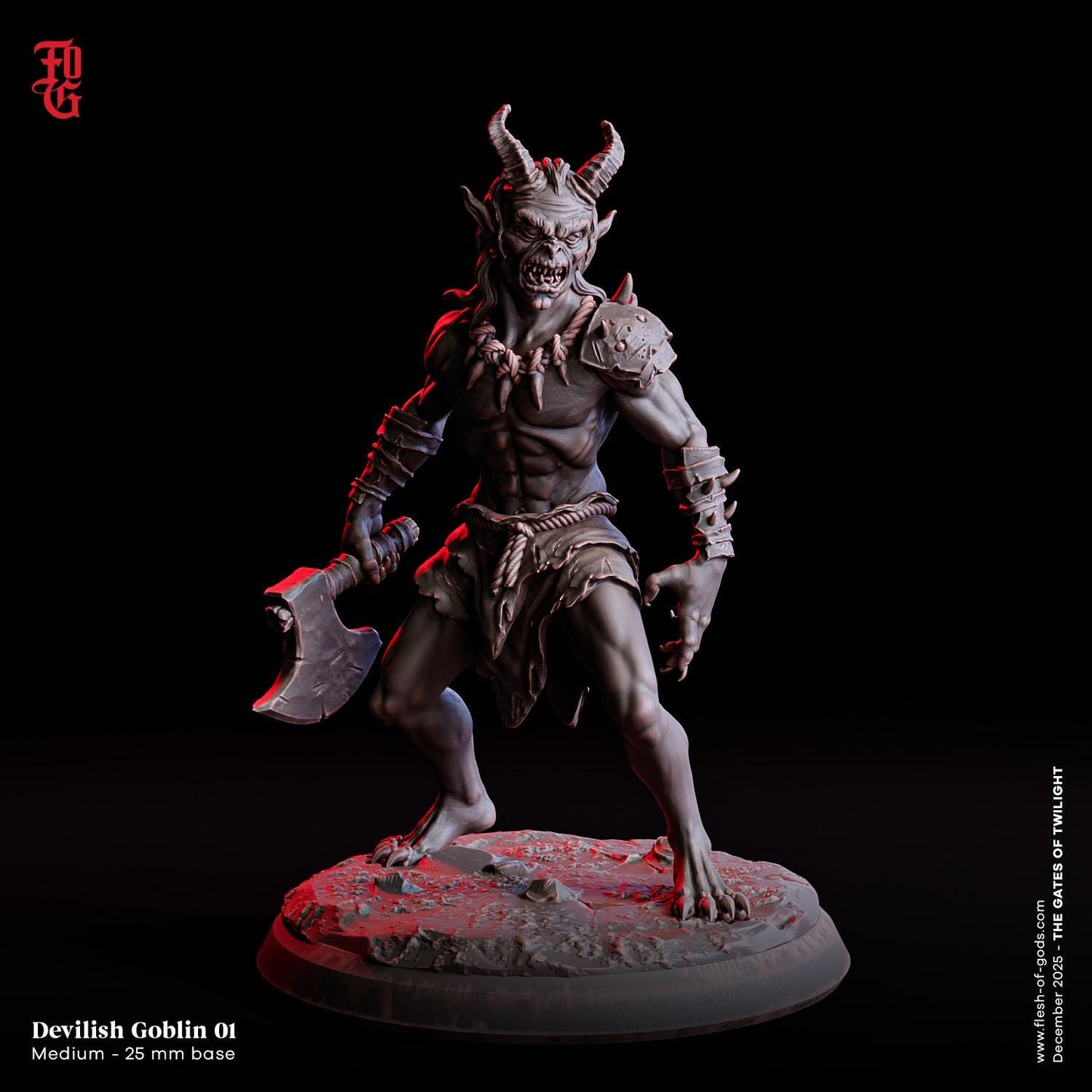 Devilish Goblin Monster Miniature Medium Monstrosity Goblin Fighters | 32mm Scale 25mm Base | DnD Dungeons and Dragons DnD 5e class fighter