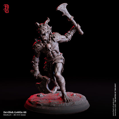 Devilish Goblin Trio Monster Miniatures Medium Monstrosity Fighters | 32mm Scale 25mm Base | DnD Dungeons and Dragons DnD 5e class fighter