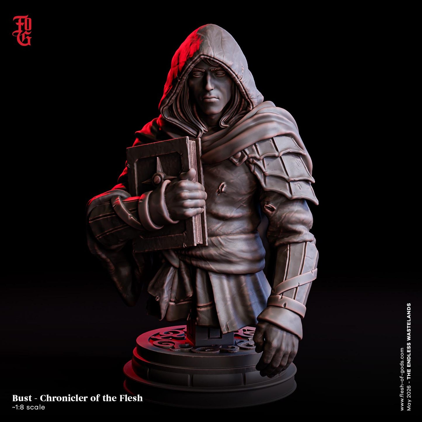 Chronicler of the Flesh Resin Bust Statue Cloaked Scholar NPC | 32mm and 75mm Scale Bust | DnD Dungeons and Dragons DnD 5e | male human