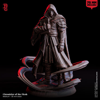 Chronicler of the Flesh Resin Bust Statue Cloaked Scholar NPC | 32mm and 75mm Scale Bust | DnD Dungeons and Dragons DnD 5e | male human