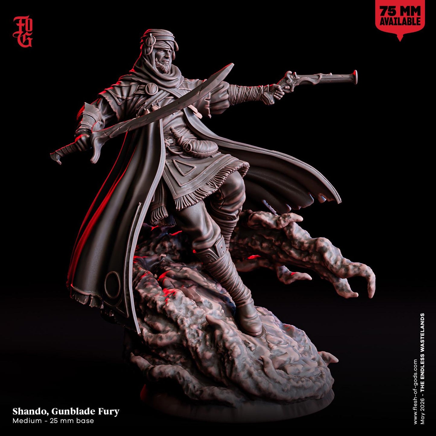 Gunblade Fury Miniature Human Gunslinger Scifi Sci-fi Figurine | 32mm and 75mm Scale | DnD Miniature Dungeons and Dragons DnD 5e class