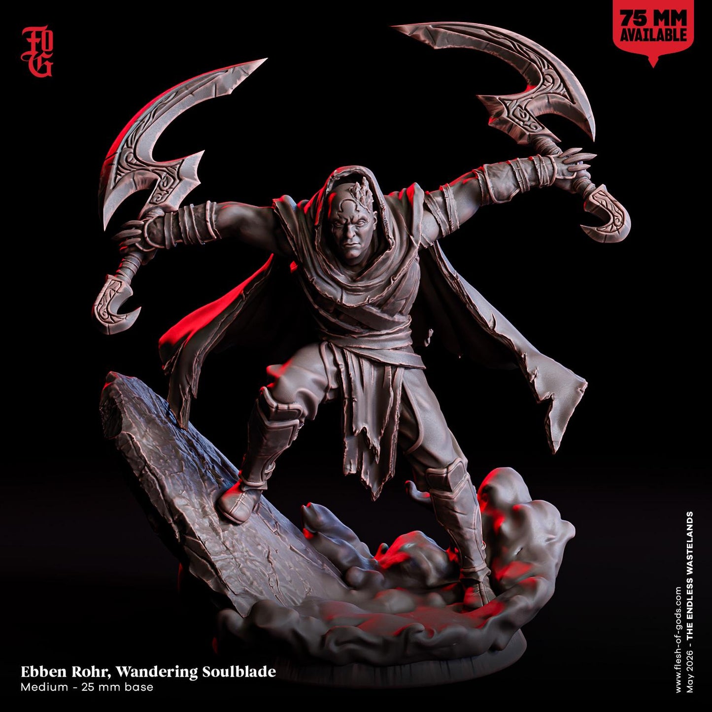 Wandering Soulblade Miniature Human Fighter Figurine Demonic Demon | 32mm and 75mm Scale | DnD Miniature Dungeons and Dragons DnD 5e class