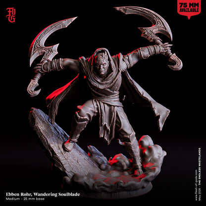 Wandering Soulblade Miniature Human Fighter Figurine Demonic Demon | 32mm and 75mm Scale | DnD Miniature Dungeons and Dragons DnD 5e class