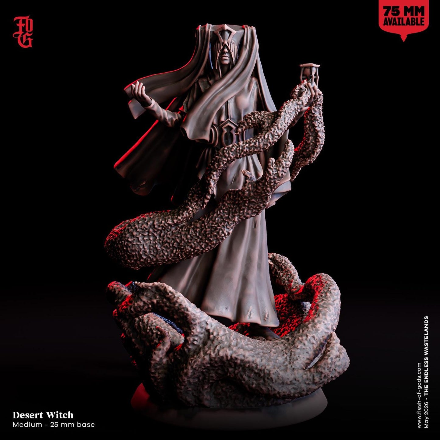 Desert Witch Miniature Human Spellcaster Sands Scifi Sci-fi Figurine | 32mm and 75mm Scale | DnD Miniature Dungeons and Dragons DnD 5e class
