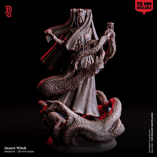 Desert Witch Miniature Human Spellcaster Sands Scifi Sci-fi Figurine | 32mm and 75mm Scale | DnD Miniature Dungeons and Dragons DnD 5e class