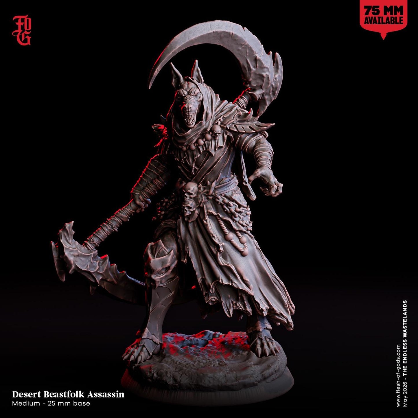 Desert Beastfolk Assassin Miniature Beast Sands Scifi Sci-fi Figurine | 32mm and 75mm Scale | DnD Miniature Dungeons and Dragons DnD 5e