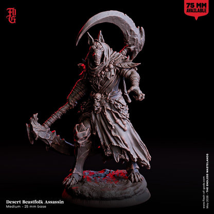 Desert Beastfolk Assassin Miniature Beast Sands Scifi Sci-fi Figurine | 32mm and 75mm Scale | DnD Miniature Dungeons and Dragons DnD 5e