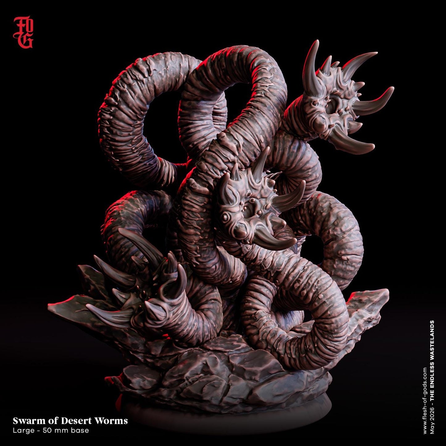 Swarm of Desert Worms Miniature Monster Figure Sands Scifi Sci-fi Figurine | 32mm Scale 50mm Base | Miniature Dungeons and Dragons DnD 5e