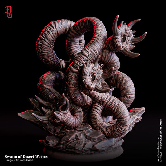 Swarm of Desert Worms Miniature Monster Figure Sands Scifi Sci-fi Figurine | 32mm Scale 50mm Base | Miniature Dungeons and Dragons DnD 5e