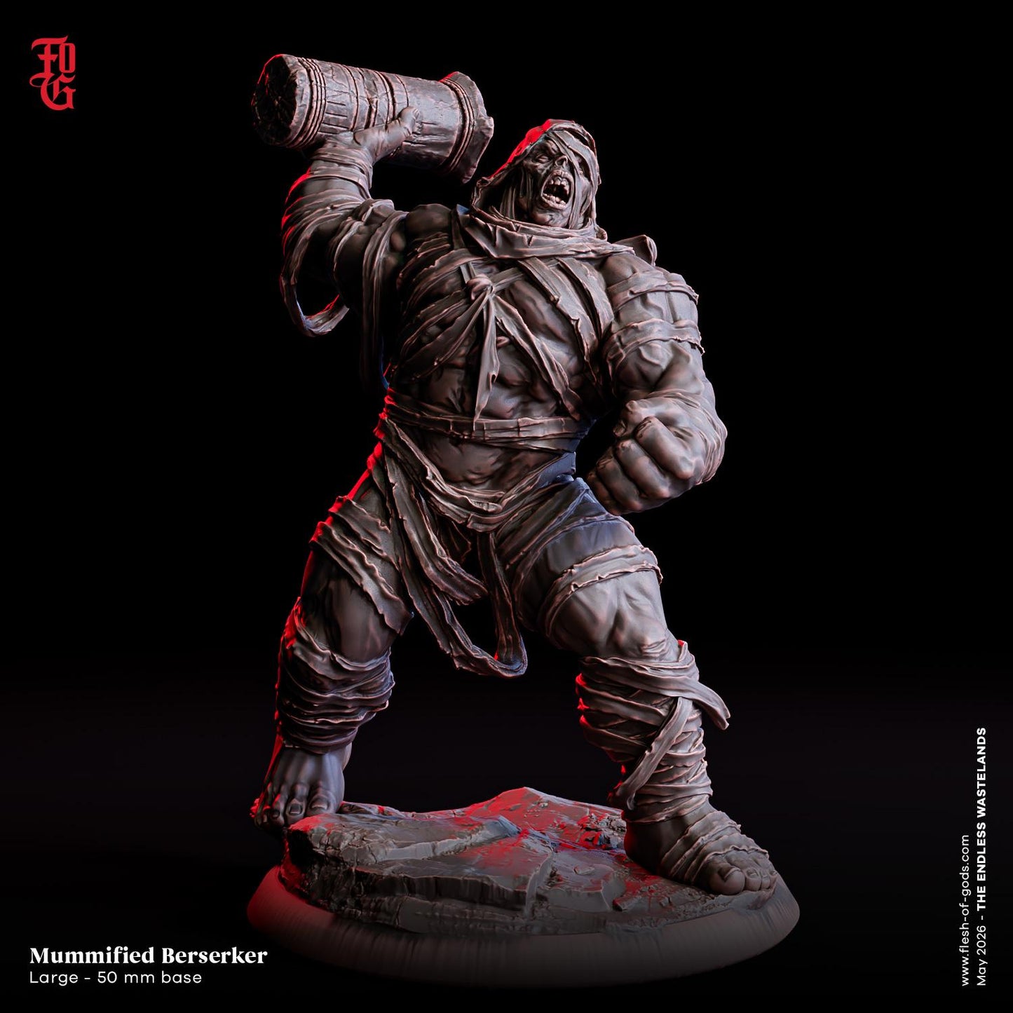 Mummified Berserker Miniature Monster Figure Eqyptian Sands Scifi Sci-fi Figure | 32mm Scale 50mm Base Miniature Dungeons and Dragons DnD 5e