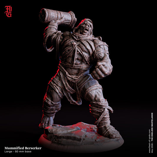 Mummified Berserker Miniature Monster Figure Eqyptian Sands Scifi Sci-fi Figure | 32mm Scale 50mm Base Miniature Dungeons and Dragons DnD 5e