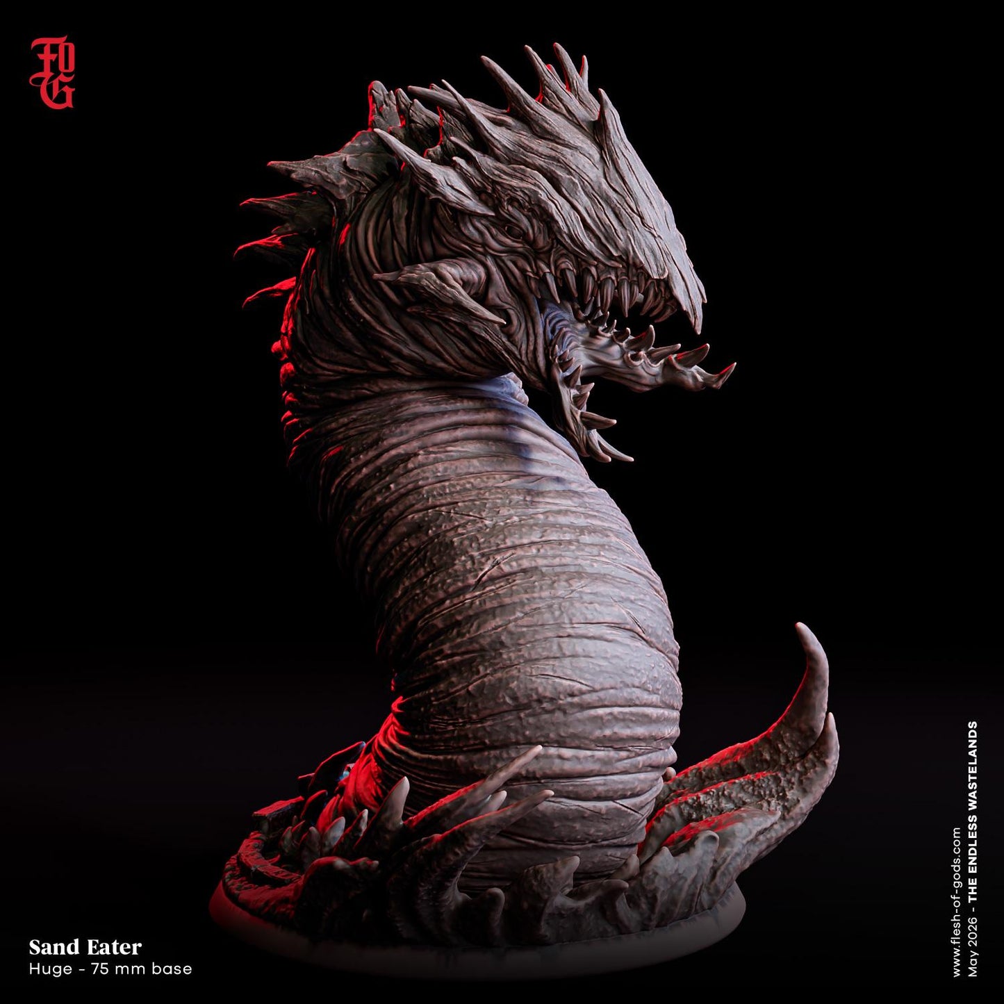 Sand Eater Miniature Monster Figure Sands Worm Serpent Scifi Sci-fi Figurine | 32mm Scale 75mm Base | Miniature Dungeons and Dragons DnD 5e