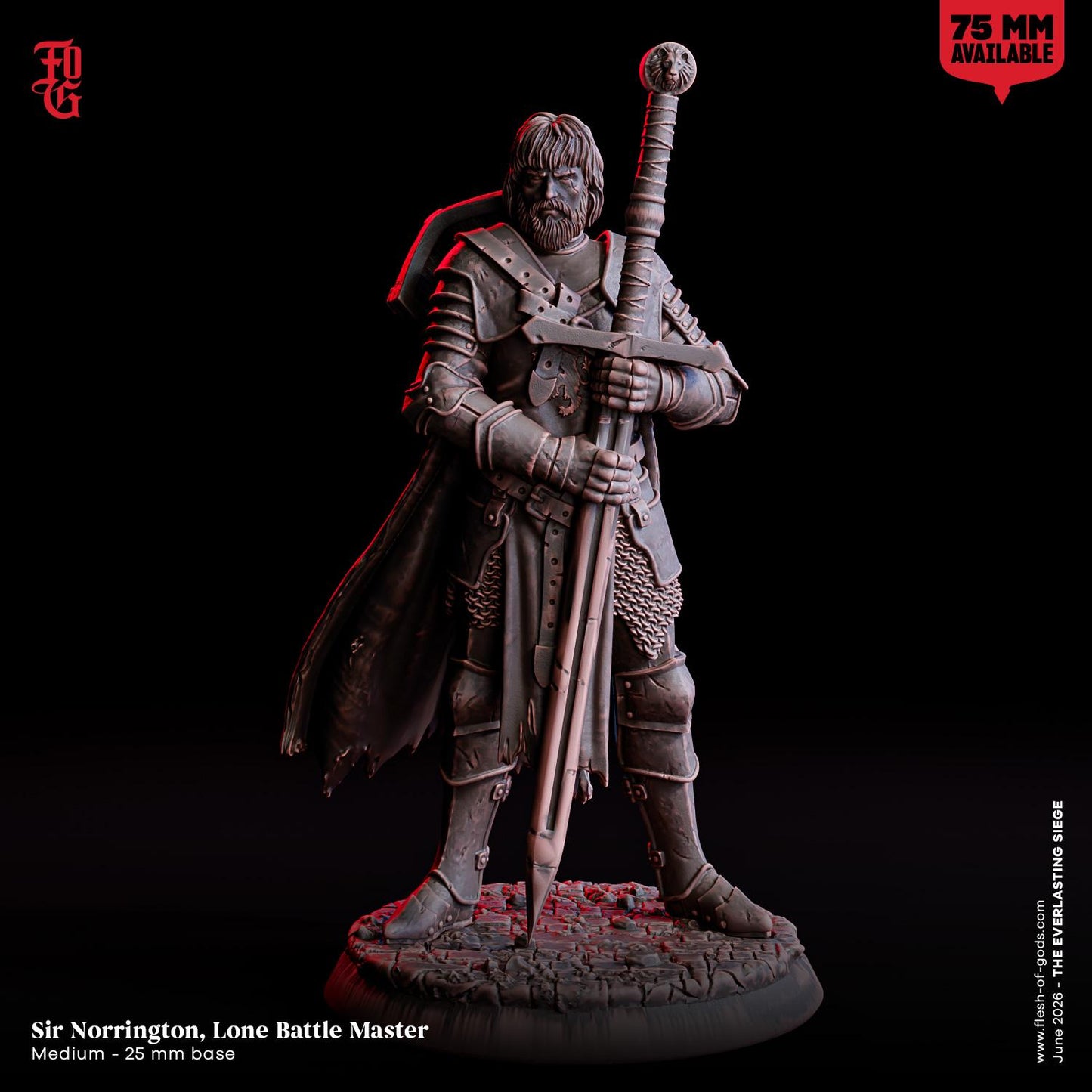 Lone Battle Master Miniature Human Fighter Figurine Warrior NPC | 32mm Scale or 75mm Scale | Dungeons and Dragons DnD 5e