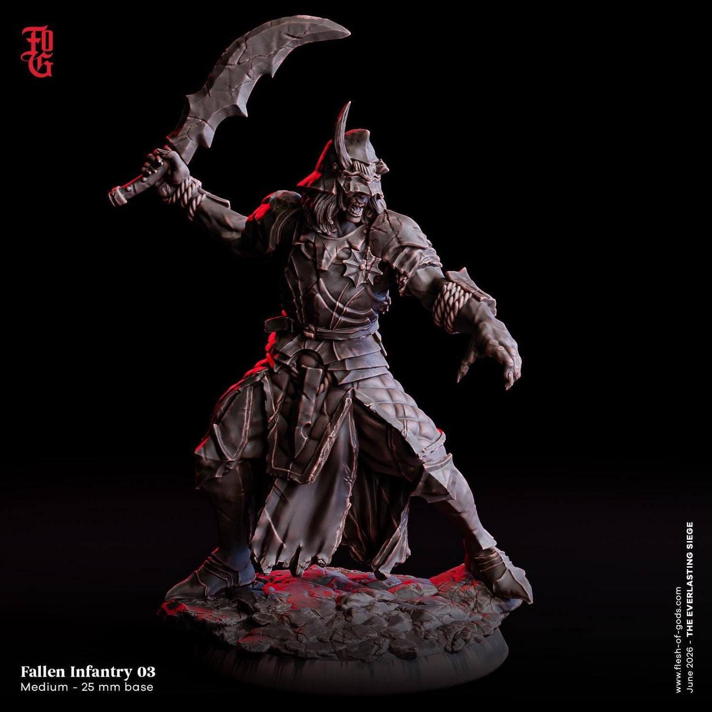 Trio of Fallen Infantry Miniatures Human Undead Fighter Figurine Warrior | 32mm Scale 25mm Base | Dungeons and Dragons DnD 5e Miniature