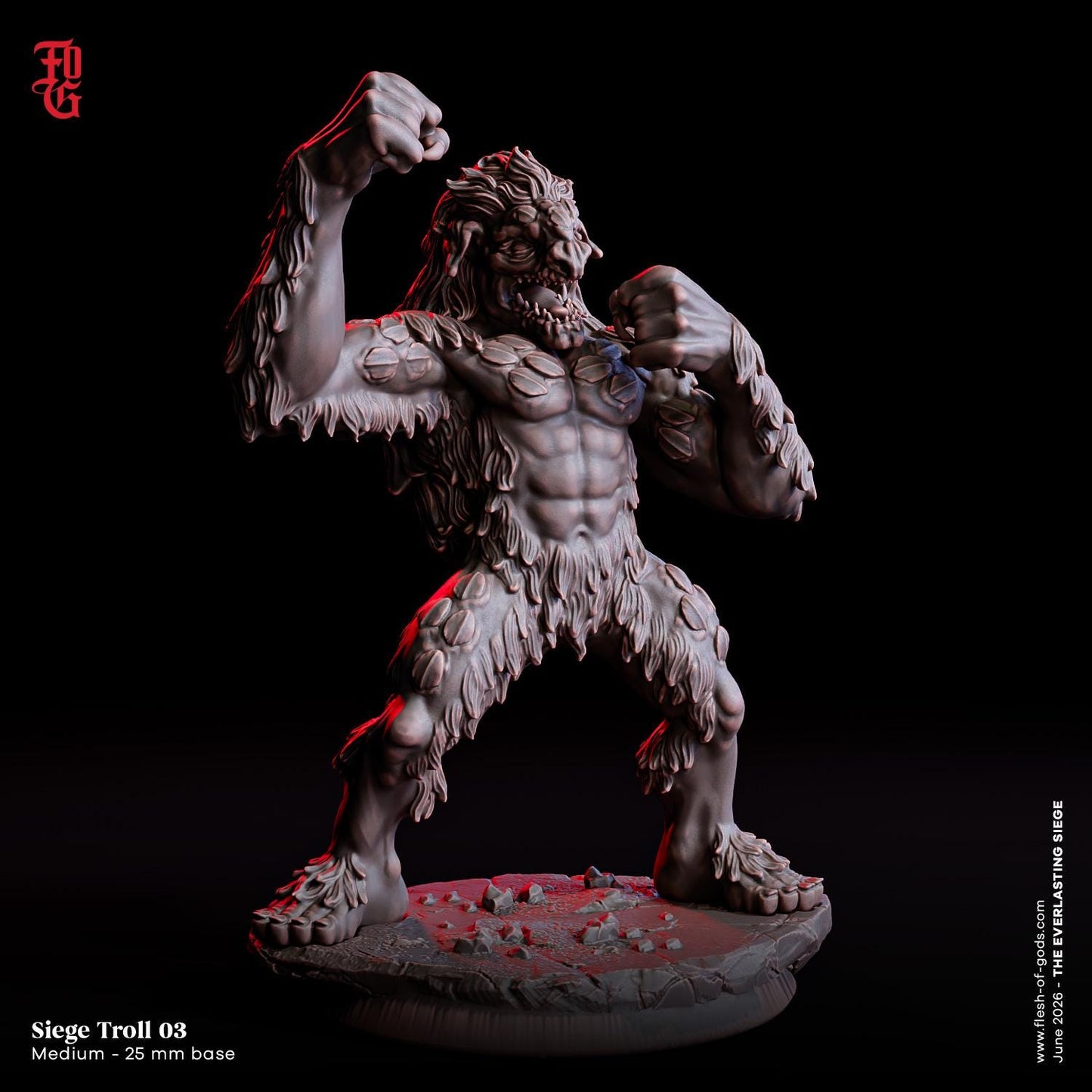 Siege Troll Miniature Medium Giant Monster Miniature | 32mm Scale 25mm Base | Dungeons and Dragons DnD 5e