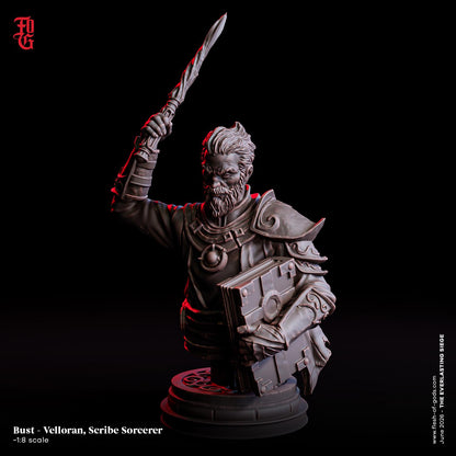Scribe Sorcerer Miniature Human Wizard Figurine Arcane Spellcaster Figure Scholar NPC | 32mm Scale or 75mm Scale Dungeons and Dragons DnD 5e