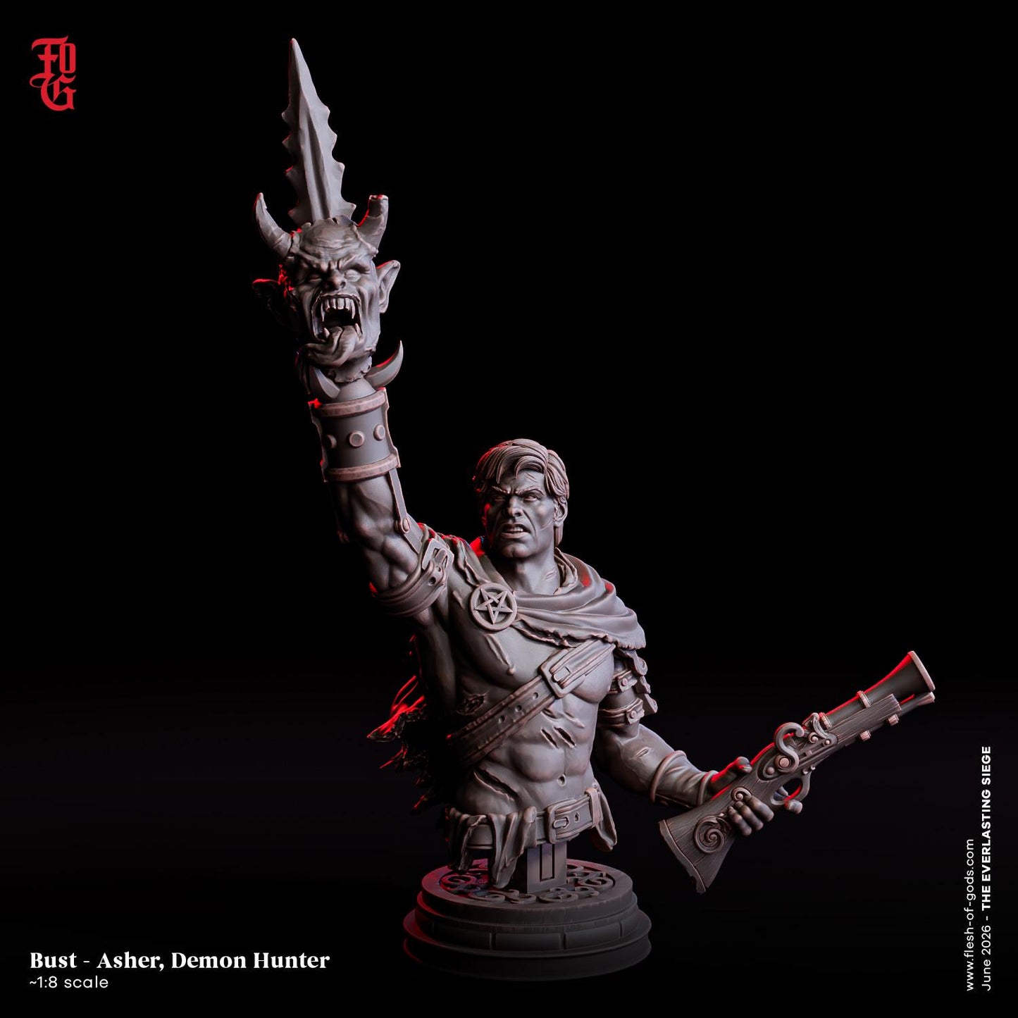 Demon Hunter Miniature Human SciFi Figurine Gunslinger Outlaw Figure NPC | 32mm Scale or 75mm Scale Dungeons and Dragons DnD 5e