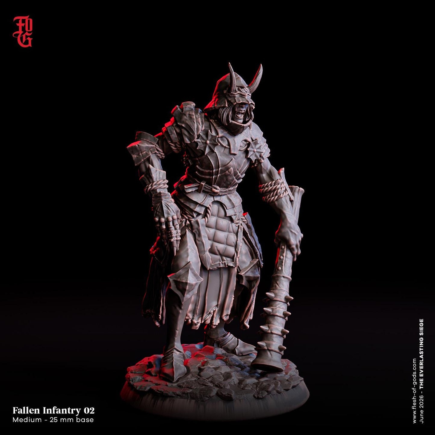 Fallen Infantry Miniature Human Undead Fighter Figurine Warrior | 32mm Scale 25mm Base | Dungeons and Dragons DnD 5e
