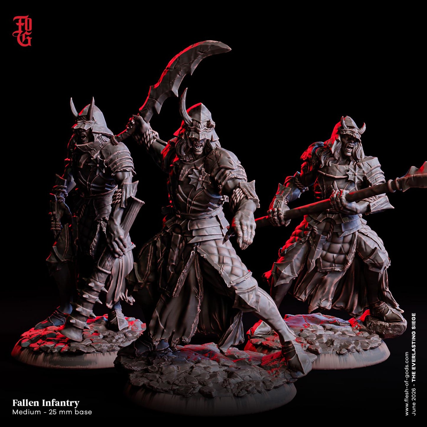 Fallen Infantry Miniature Human Undead Fighter Figurine Warrior | 32mm Scale 25mm Base | Dungeons and Dragons DnD 5e