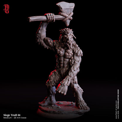 Siege Troll Miniature Medium Giant Monster Miniature | 32mm Scale 25mm Base | Dungeons and Dragons DnD 5e