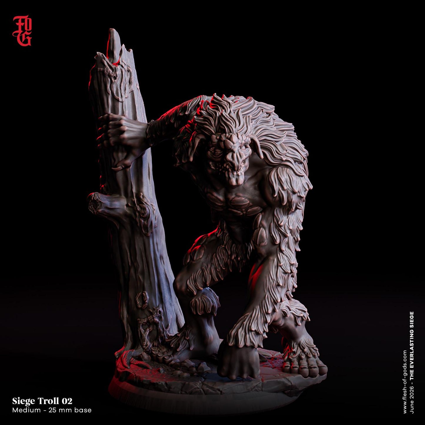 Siege Troll Miniature Medium Giant Monster Miniature | 32mm Scale 25mm Base | Dungeons and Dragons DnD 5e