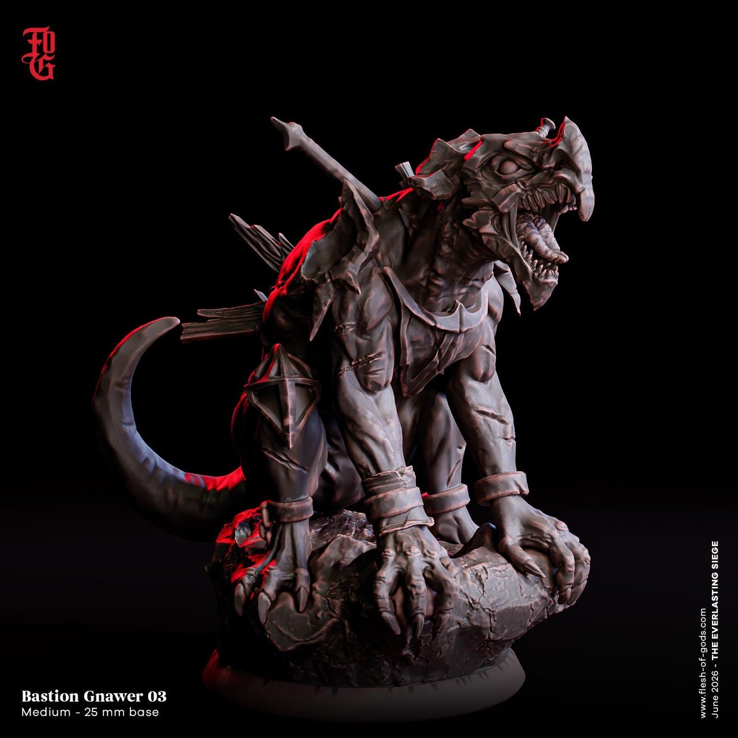 Bastion Gnawer Miniature Medium Beast Dog Monstrosity Monster Miniature | 32mm Scale 25mm Base | Dungeons and Dragons DnD 5e