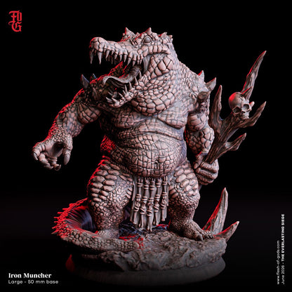 Iron Muncher Crocodile Miniature Large Monstrosity Hybrid Alligator Monster Miniature | 32mm Scale 50mm Base | Dungeons and Dragons DnD 5e
