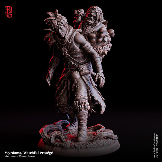 Wyrdama, Watchful Protégé Miniature | Human Apprentice Skeletal Remains NPC Figurine | 32mm Scale or 75mm Scale