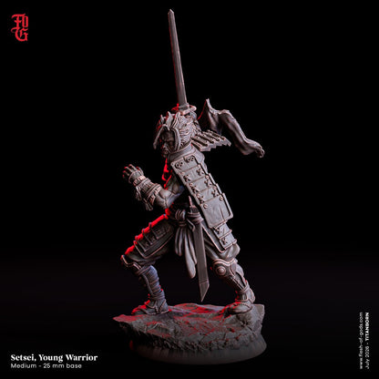 Setsei, Young Warrior Miniature | Male Human Swordfighter Youth Figurine | 32mm Scale or 75mm Scale