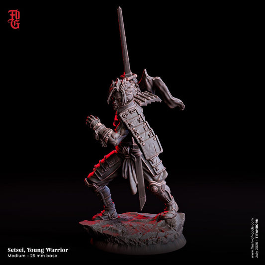 Setsei, Young Warrior Miniature | Male Human Swordfighter Youth Figurine | 32mm Scale or 75mm Scale
