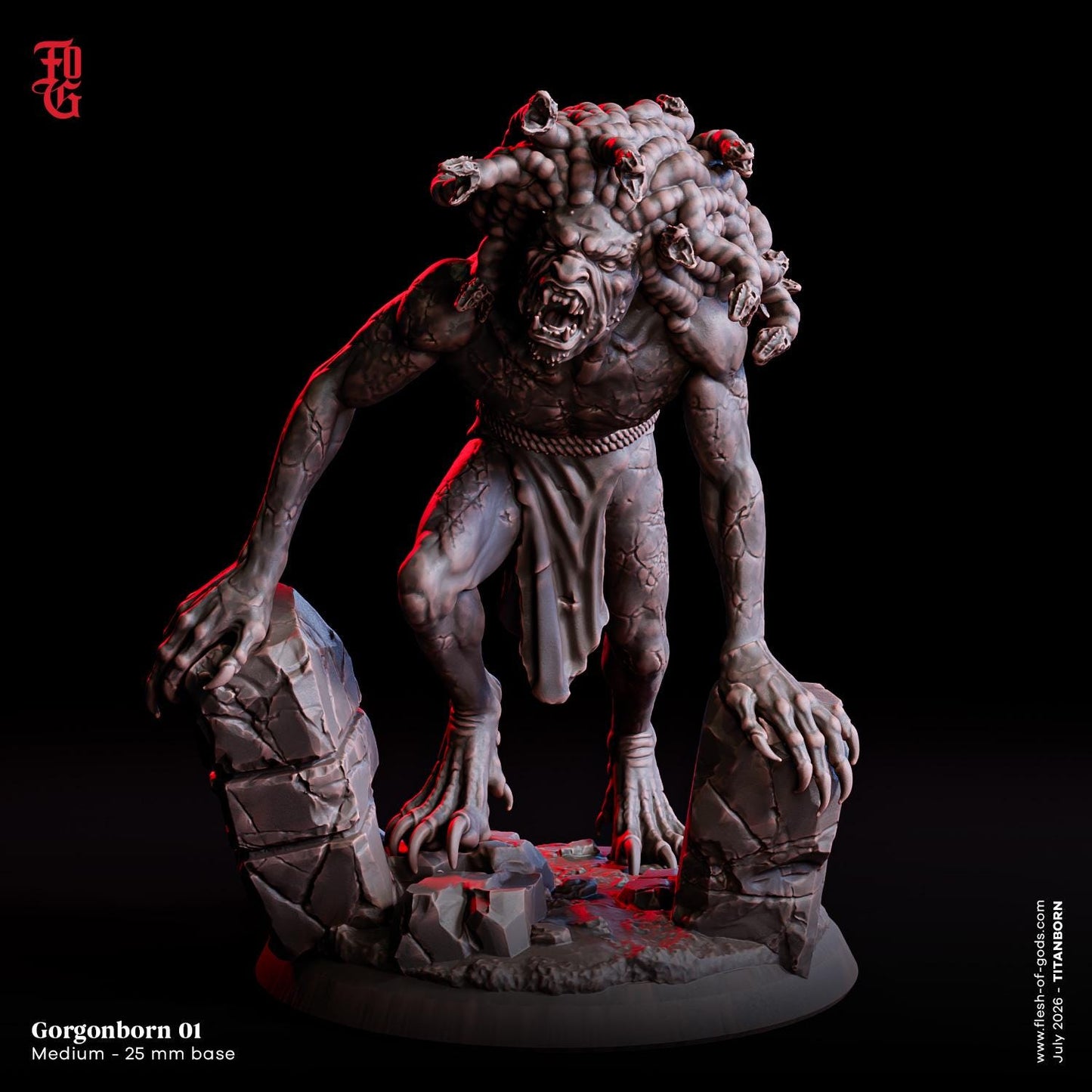 Gorgonborn Miniature Set | Medium Goblin Aberration Monstrosity Figurine Trio | 32mm Scale