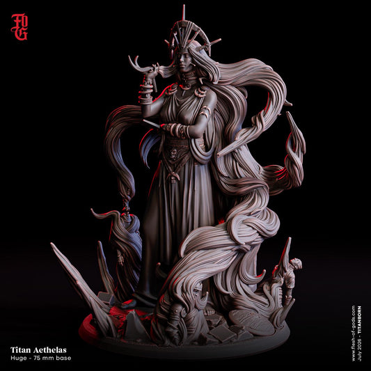 Titan Aethelas Miniature | Celestial Giantess Goddess Titan Figurine | 75mm Base