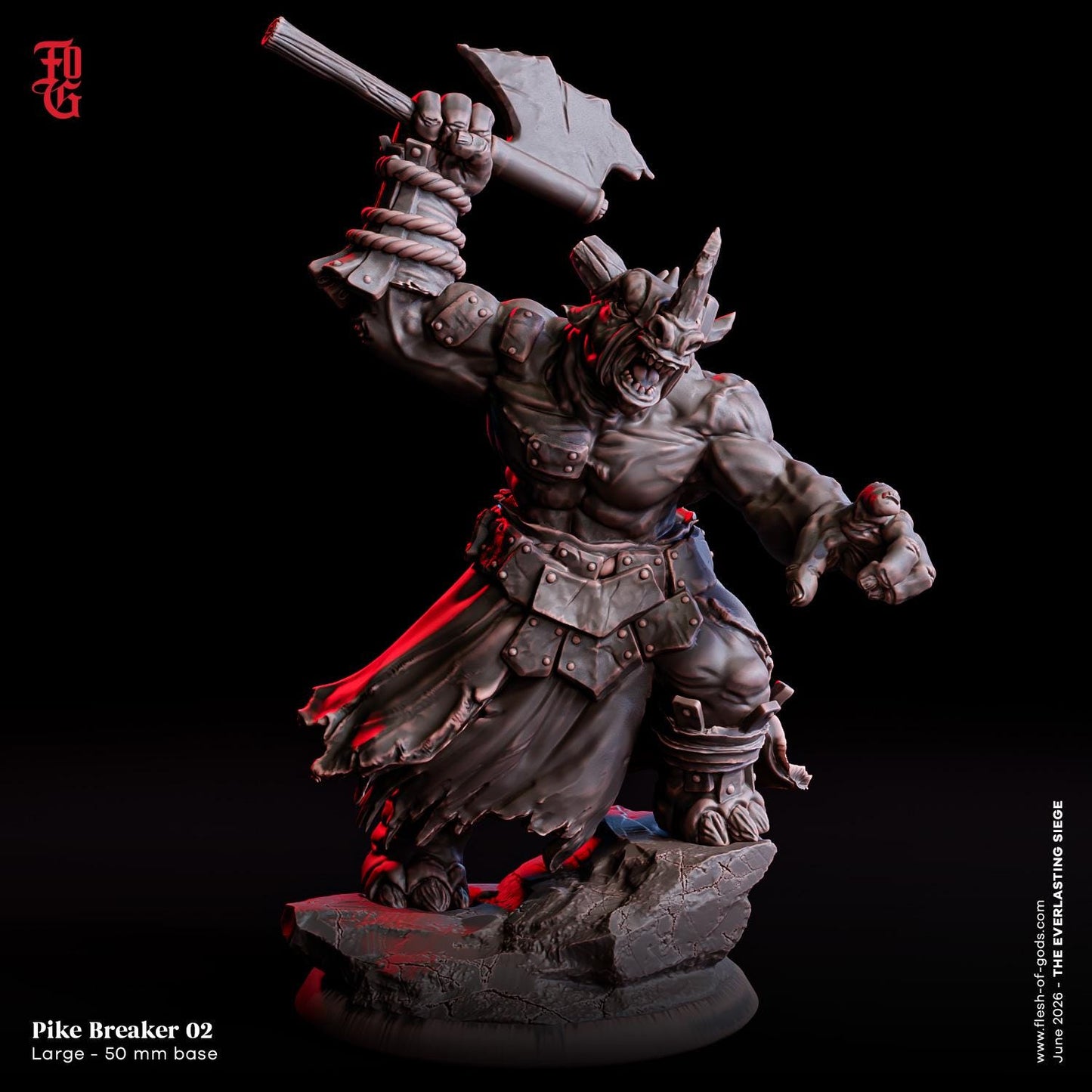 Pike Breaker Miniature Large Monstrosity Beastfolk Rhino Hybrid Humanoid Monster Miniature | 32mm Scale 50mm Base | Dungeons and Dragons DnD