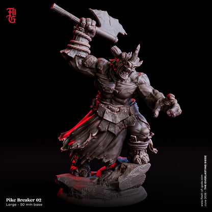 Pike Breaker Miniature Large Monstrosity Beastfolk Rhino Hybrid Humanoid Monster Miniature | 32mm Scale 50mm Base | Dungeons and Dragons DnD