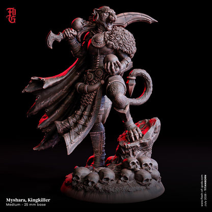 Myshara, Kingkiller Bust | Fierce Female Catfolk Warrior Resin Statue
