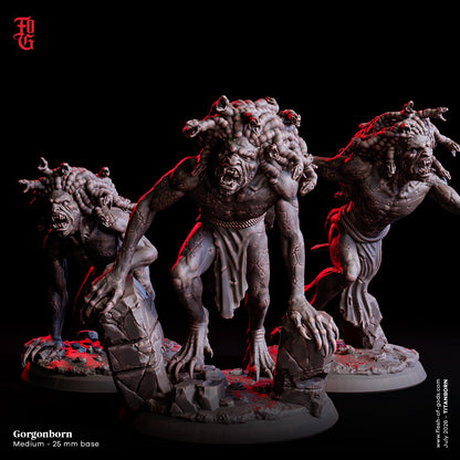 Gorgonborn Miniature Set | Medium Goblin Aberration Monstrosity Figurine Trio | 32mm Scale
