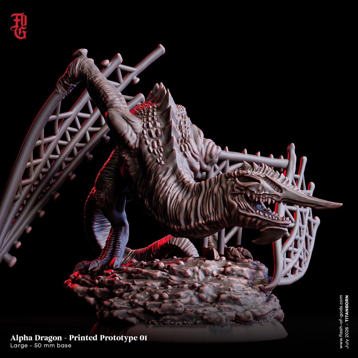 Alpha Dragon Miniature | Large Flying Dragon Aberration Figurine | 50mm Base