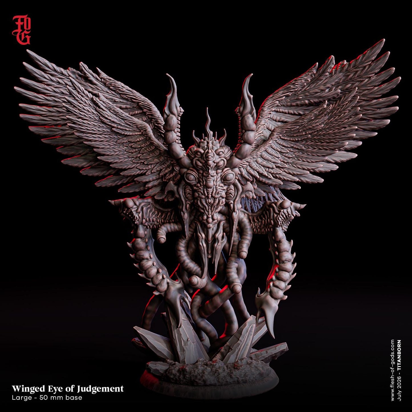 Winged Eye of Judgement Miniature | Celestial Titan Flying Aberration Figurine | 50mm Base